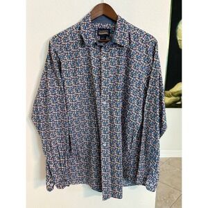 Cremieux Premium Denim Floral Print Button Down Long Sleeve Shirt